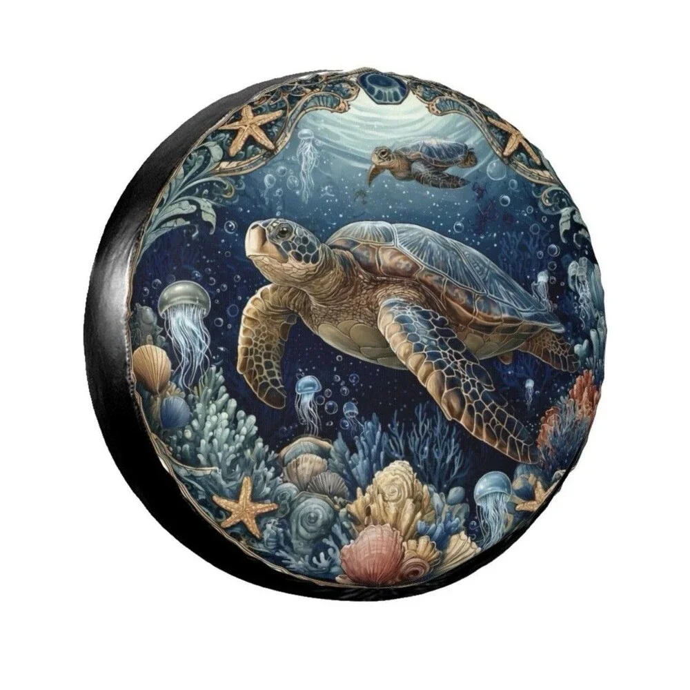 Sea Turtles Spare Tire Cover Wheel Sun Protectors Weatherproof Open Box